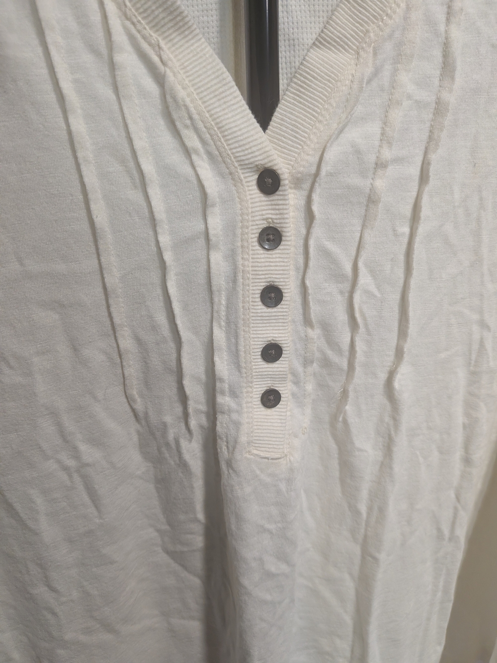 Falls Creek Cream V-Neck Henley Long Sleeve Top - Picture 2 of 8